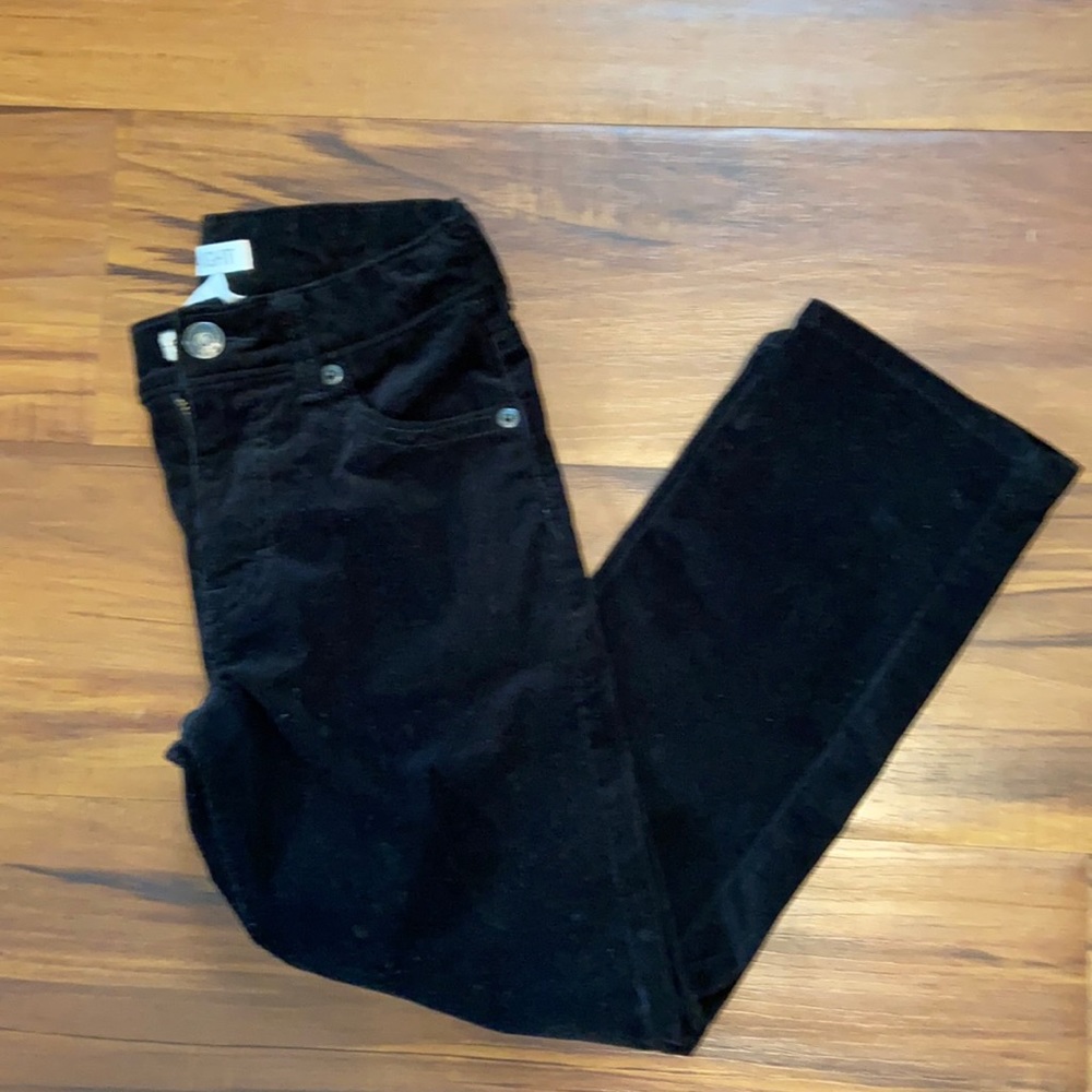Boys black velvet corduroy straight leg pants
